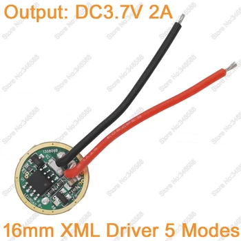 16 mm Premer DC3.7V 5 Načini LED Driver Vnos DC3.7-4.2 V Izhod DC3.7V 2A za Cree XML XML T6 High Power LED-Emitter Svetilka