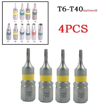 4Pcs Magnetni Torx Električni Izvijač Bitov T6/T8/T9/T10/T15/T20/T25/T27/T30/T40 1/4