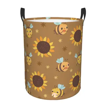 Zložljivi Perilo Košaro za Umazano Obleko Čebele Sončnice Shranjevanje Jerbas Otroci Baby Domov Organizator