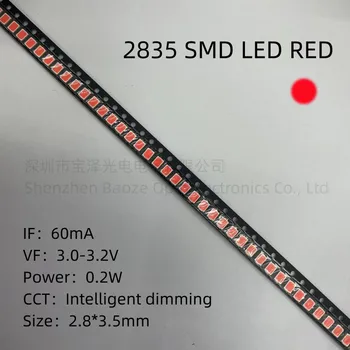 0.2 W 2835 SMD LED 3V Rdeče Inteligentni zatemnitev 2.8*3,5 mm, Visoko svetlost, Visoka kakovost lučka kroglice