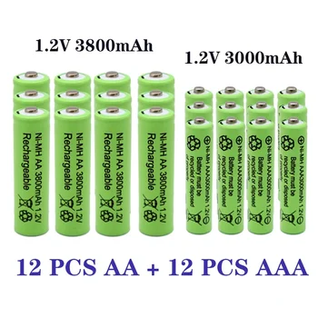 1,2 V AA 3800mAh NI-MH+1,2 V AAA 3000 mAh Rechageable baterija NI-MH baterije