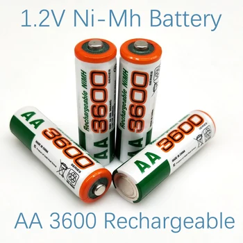 1,2 V Polnilna baterija Ni-MH AA 3600mAh za digitalni fotoaparat, brezžično miško, daljinski upravljalnik, igrače, elektronske obsega, itd.