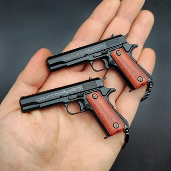1:3 Mini Colt 1911 Pištolo Model Masivnega Lesa Ročaj Zlitine Keychain Snemljiv Ponaredek Pištolo za Zbiranje Obeski za Odrasle Darilo