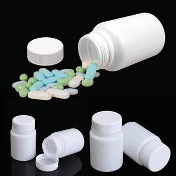 100 kozarcev 15ML-100 ML Medicinske HDPE Plastike Prazno Tabletke Steklenice Z Zamaški Prenosni Tableta, Tablete, Kapsule Hrana Razred Steklenice, Posode