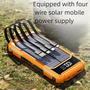 10000 MAh Sončne Baterije s C-tip Kabel za Zunanji Hitro Polnjenje Baterije Polnilnik za IPhone, Samsung, Huawei, Xiaomi, In