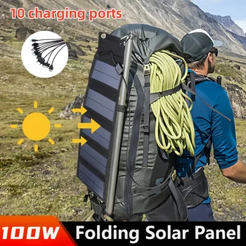 100W Sončnih Celic, Fotovoltaičnih Panelov, Polnilnik USB Sistem, 5V Baterije Prenosni Prilagodljiv Zložljive Energije, Moči, Sunpower Kamp Set