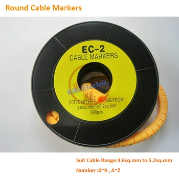 10roll/veliko PVC Okrogla 4mm2 Kabel Označevalcev številke 0~9~Z Obleko za 3.5 8.0 mm za okrogli kabel ES-2