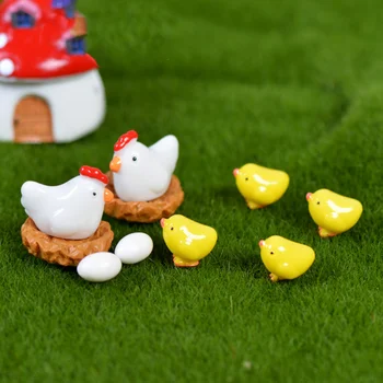 12Pcs Zmešamo Piščančje Chick Jajce Gnezdo Figur Miniature Velikonočni Okraski za Okras Doma Vrt Dekor