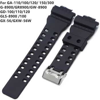 16 mm Silikonske Gume Watch Band Traku, Primerni Za Casio G Šok Zamenjava Black Nepremočljiva Watchbands Pribor GV-100 G-8900