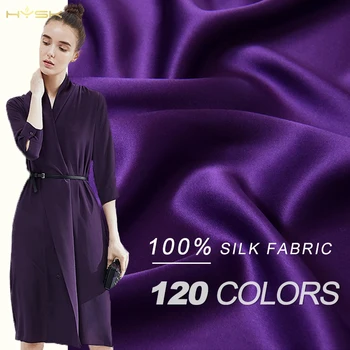 19 mm HYSK 100% čista svila saten tkanine navaden dye poročne tkane surove svile duchness zalog stroj multicolor slezaste barve vijolične za obleko