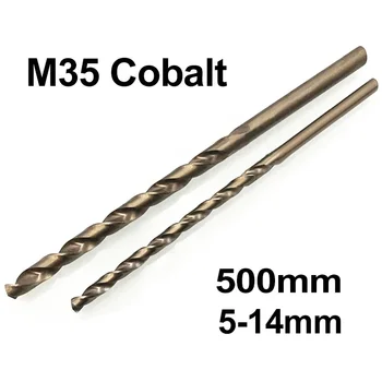 1Pc 5mm-14mmx500mm OAL HSS-CO 5% Kobalta M35 Lenghten Twist Drill Bit Za Nerjavno Jeklo Legirano Jeklo in Lito Železo
