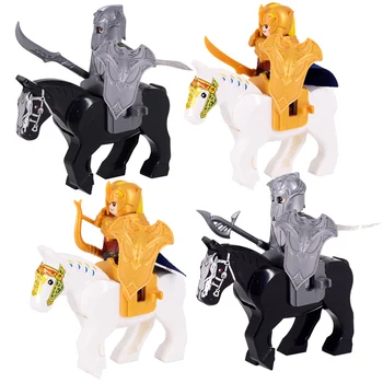 1PCS Srednjeveški Vitezi mini figuric gradniki Vilini Vojak S War Horse Opeke Igrače za Otroke XMAS Darila