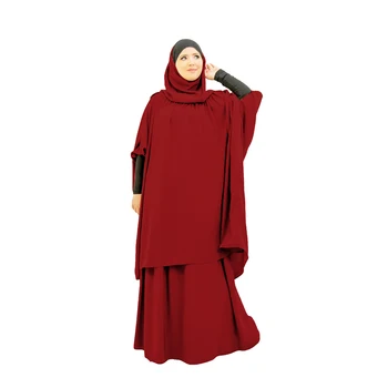 2 Kosa Hooded Muslimanske Ženske Hidžab Obleko Molitev Oblačilo Plašč Abaya Dolgo Khimar Ramadana Obleke Abayas Krilo Določa Islamska Oblačila