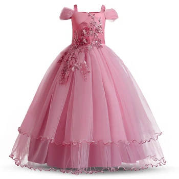 2021 Dekleta Poletje Obleko Vezenje Družico Princesa Obleko Otroci Obleke Za Dekleta Otrok Stranka Poročno Obleko 10 12 14 Let