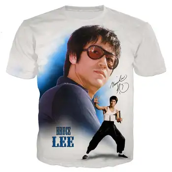 2021 Novo Cool Majica s kratkimi rokavi Moški/ženske Bruce Lee 3D Natisnjeni T-majice Kratek Rokav Harajuku Slog T Shirt Ulične Vrhovi