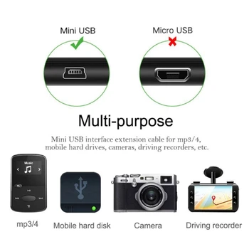 2024 Novi Mini USB Kabel, 1 Paket USB 2.0 Kabel PVC Zunanji USB Mini-B Kabel za Polnjenje MP3, MP4 Predvajalnik Avto DVR GPS