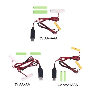 2v1 5V USB na 3V Dvojno LR6 LR03 Napajalni Kabel Zamenjajte 2x 1,5 V AA AAA za LED Luči