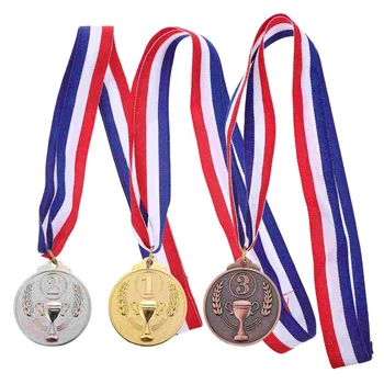 3 Kos Medaljo Lepe Medalje Športne Nagrade Nagrade Kovinski Konkurence Tkanine Dogodkov