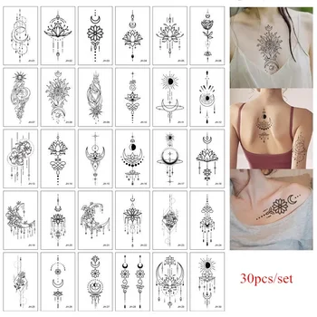 30pcs/set Začasne Tetovaže Nalepke Seksi Žensk Ponaredek Tatoo Nepremočljiva Clavicle Strani Body Art Tatouage Temporaire Femme Tatuaje