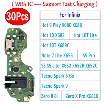 30Pcs，Za Infinix Vroče 9 Igrajo X680 X688 10 X682 10T X689C Opomba 7 Lite X656 S5 Pro Polnjenje prek kabla USB Vrata Odbor Flex Kabel Priključek