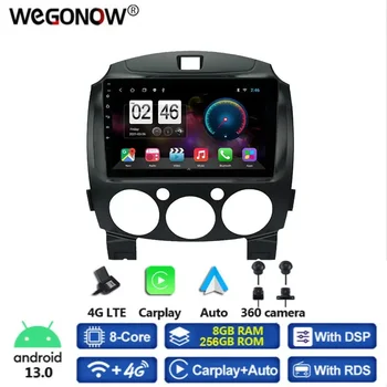 360 Panoramski Fotoaparat Carplay 8G+256G Android 13.0 Avto DVD Predvajalnik, GPS zemljevid WIFI Bluetooth 5.0 RDS Radio Za MAZDA 2 2007 za obdobje 2008-2013