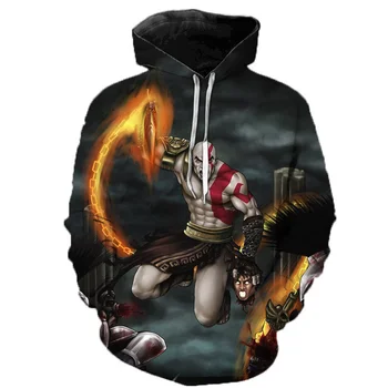 3D pop game Bog Vojne tiskanje Hoodies za moške Kratos grafični hooded hoody otrok moda svež hip hop puloverji harajuku oblačila