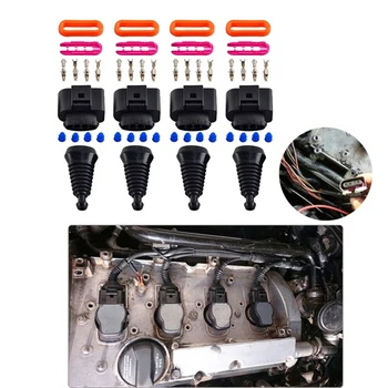 4 Nastavite Tuljave Vžiga Napeljave Pas Priključek Priključite Popravilo Kit Car Tuljavo Plug Zamenjava Črno Za Audi A4, A6 A8 Golf