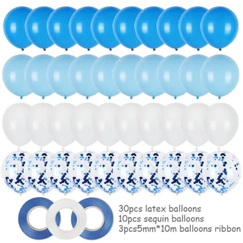 40pc 12 Blue Balon Garland Arch Kit Konfeti Latex Baloni Otroci Fantje Dekleta Rojstni dan Dekoracijo Baby Tuš Dobave