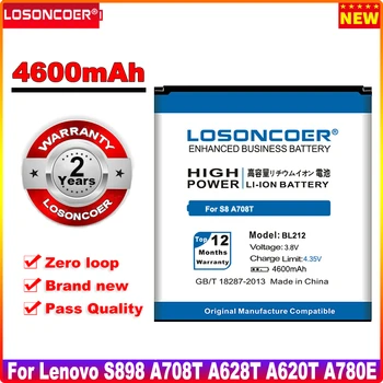 4600mAh BL212 Mobilni Telefon Baterija za Lenovo Prvotno S8 S898T S898 A708T A628T A620T A688T A858T A780E A785E Baterije