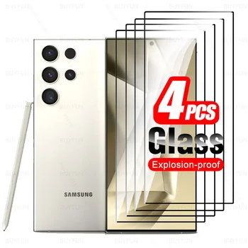 4Pcs Za Samsung Galaxy S24 Ultra 5G Screen Protector Polno Kritje Film SamsungS24 Plus S24+ S24Ultra S 24 S24Plus Kaljeno Steklo