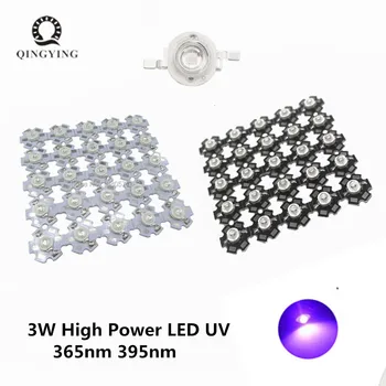 50pcs-100 kozarcev 3W High Power LED UV Luči Čip diode 395nm 400nm 365Nm Ultra Vijolična Vijolična za Lak za Lase Valuti Identifikacija