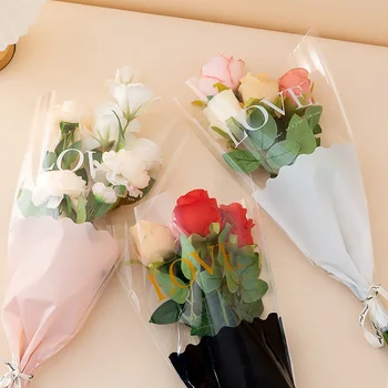 50Pcs Rose Plastike, Ovojni Papir, Pregleden LJUBEZNI Cvet Vrečke Pakiranje Valentinovo Cvetlični Šopek Embalažo,