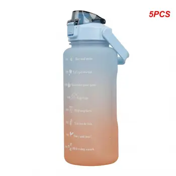 5PCS Steklenico Vode s Slamo Prenosni Potovanja, Kampiranje Steklenice Fitnes Kolo Pokala Poleti Hladno Vodo Jug s Časom Marker za Večkratno uporabo