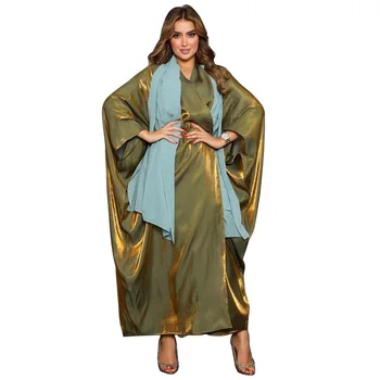 Abaya Obleko 2024 Moda Batwing Rokav Odprite Haljo Abaya Muslimanskih Arabski Dubaj Saten Tam Kaftan Jopico Kimono Ramadana Dolgo Abaya