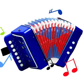 Accordian Mini Glasbila Glasbila Za Otroke Prenosni 7 Tipke Gumb Majhno Harmoniko Za Začetnike Fantje In