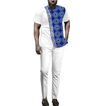 Afriška Oblačila za Moške Dashiki Tradicionalne Obleke Tiskanja Vosek Moški 2 Kos Majica in Hlače Določa v2316084