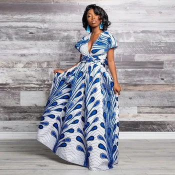 Afriške Obleke za Ženske Tradicionalno Maxi DIY Oblačila Muslimanskih Moda Cvetlični Poletje Lady Dolgo Obleko Nigerijski Kanga Oblačila