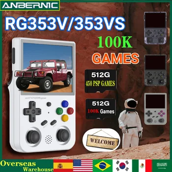 ANBERNIC RG353V RG353VS 3,5-PALČNI Ročni Igre Retro Igralec Z Vrečko Android 11 Linux OS HD, Vgrajen v 20 Simulator 512G 80000 Igre