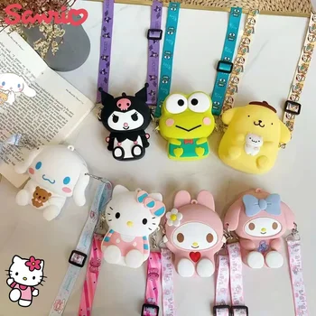 Anime Kawaii Vrečke Silikona, Risanka Kuromi Melodijo Cinnamoroll Hello Kitty Messenger Bag Fant je Kovanec Torbici Srčkan Mini Ramo Torbe