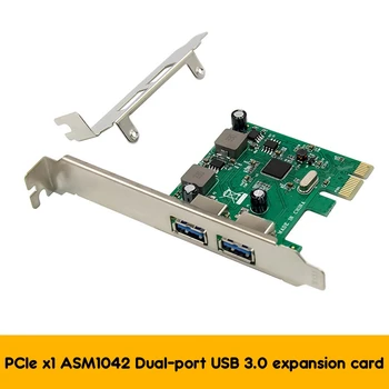 ASM1042 PCI Express Adapter za Kartico PCI-E X1 Dual-Port USB3.0 Razširitveno Kartico, 5G Stopnja Riser Card USB3.0 Pretvorbo Kartico