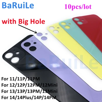 BaRuiLe 10pcs Nazaj Stekleni Pokrov Baterije Zadnja Vrata Stanovanja Primeru Z Veliko Luknjo Zamenjava Za iPhone 13 14 Plus 12 11 Pro Max TJE 2
