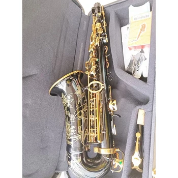 Blagovne znamke Black YAS-82Z Alto Saksofon E-Ravno Pozlačen Ključ Strokovno Glasbila Sax Z Ustnik Usnjena torbica in