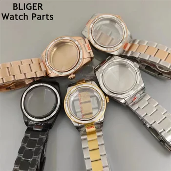 BLIGER 39 mm srebrne Rose gold črnem sterilne watch primeru Kupolami safirno steklo fit NH35 NH36 NH34 PT5000 gibanja