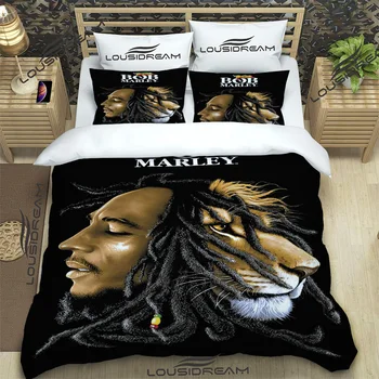 Bob Marley Reggae Glasbe Maple Leaf Tolažnik Posteljni Set,Rjuhe Kritje Posteljo Nastavite Odeja Cover Prevleke,Kralj, Kraljica Velikosti Posteljni Set