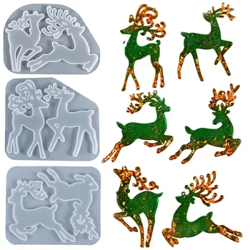 Božič Elk Oblikovan Silikonsko Plesni DIY Epoksi Smolo Plesni Jelena Plesni Božično Drevo Obesek Dekoracijo Božični Plesni Elk