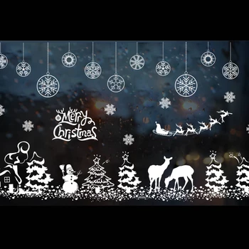 Božič stenske nalepke doma dekor Trgovina okna okraski visi klopotec bell snežinka Jelenov Santa Claus de papel parede