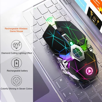 Brezžična Optična 2.4 G USB Gaming Miška 1600DPI 7 Barvni LED Backlit Polnilna Tiho Miši Za Prenosni RAČUNALNIK