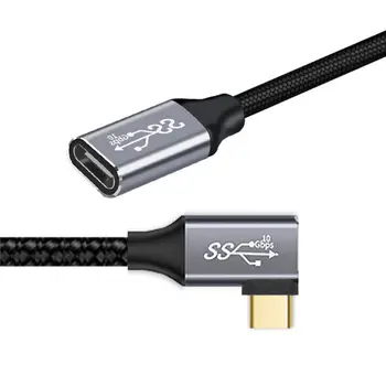 Cablecc USB-C USB 3.1 Tip C Levo in Desno Ženski Podaljšanje Podatkovni Kabel 10Gbps 100W pod Kotom