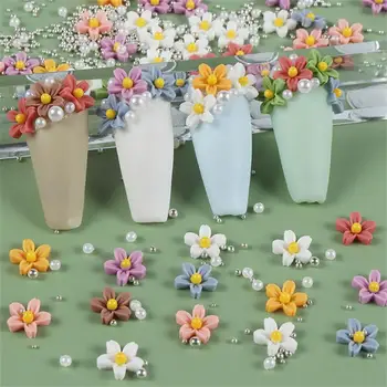 Crystal Pearl Cvet Dodatna Oprema Pet Cvetnih Listov Nohtov Gem Mat Lak Lepota Nohtov Čar Uv Črno Elegantno