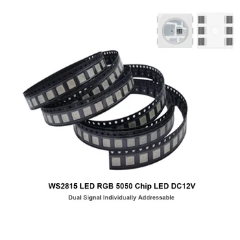 DC12V WS2815 LED Čip 5050 RGB Intelligent Control Signal Odmor-točka neprekinjenim Prenosom Barvno Naslovljive 10-1000PCS